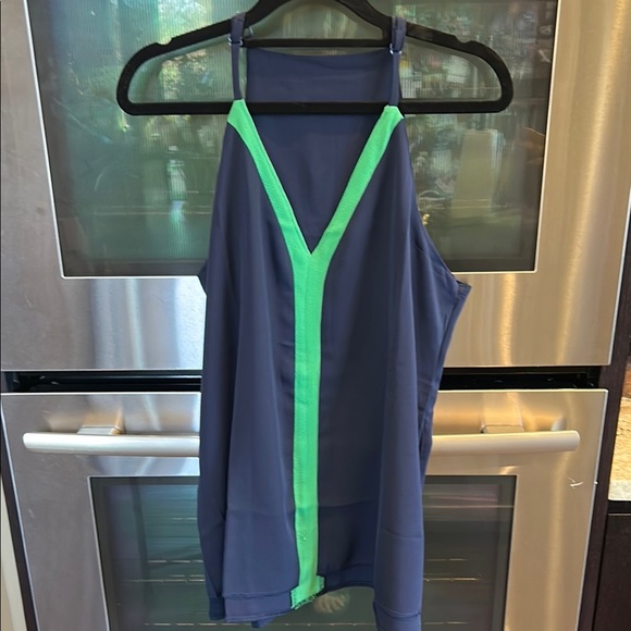 Tops - Navy and Green Women's Tank Top‎